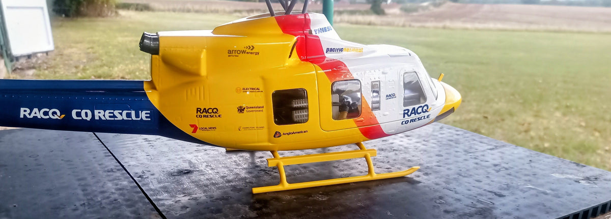 Yellow skids on a new Bell 412