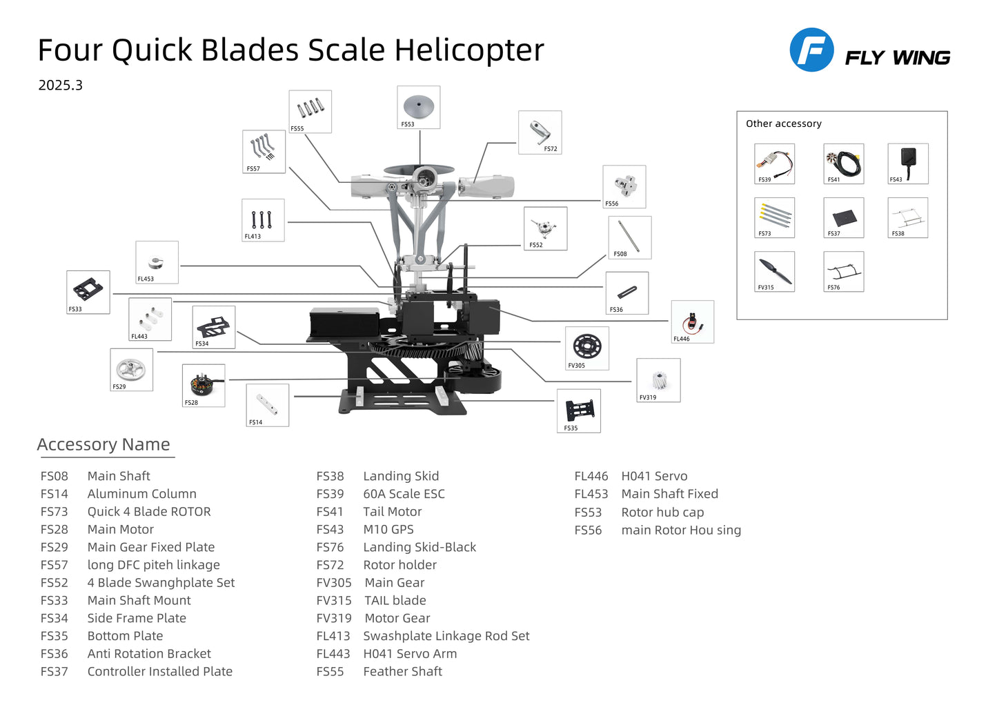 Flywing BO-105 ACE 6CH RC GPS Stabilized Scale helicopter 470L size Fuselages not H1