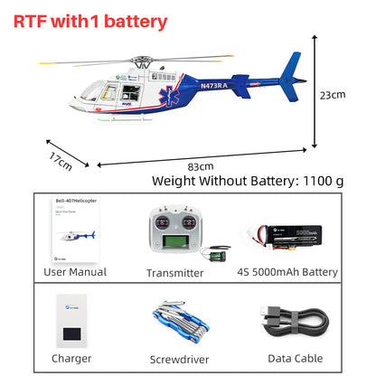 FLYWING Bell 407 Scale helicopter with ACE flight control LED light 4-Blade bell-407 RC Helicopter RTF version