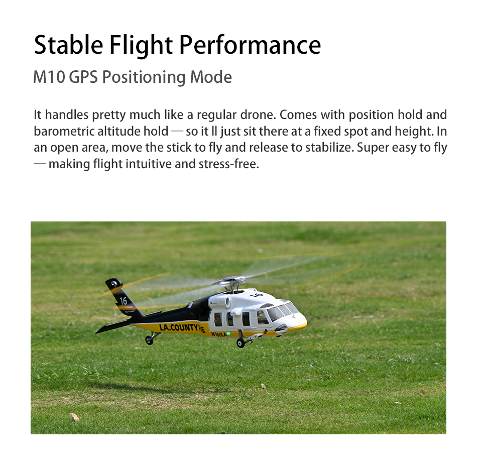 FLYWING UH-60L Firehawk 4-Blade Scale Black Hawk Heli ACE Flight Controller GPS 470
