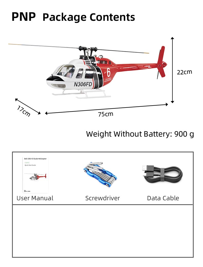 Flywing Bell-206  ACE 6CH RC GPS Stabilized Scale helicopter 470L size Fuselages with  ACE