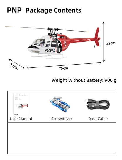 Flywing Bell-206  ACE 6CH RC GPS Stabilized Scale helicopter 470L size Fuselages with  ACE