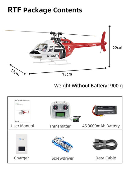 Flywing Bell-206  ACE 6CH RC GPS Stabilized Scale helicopter 470L size Fuselages with  ACE