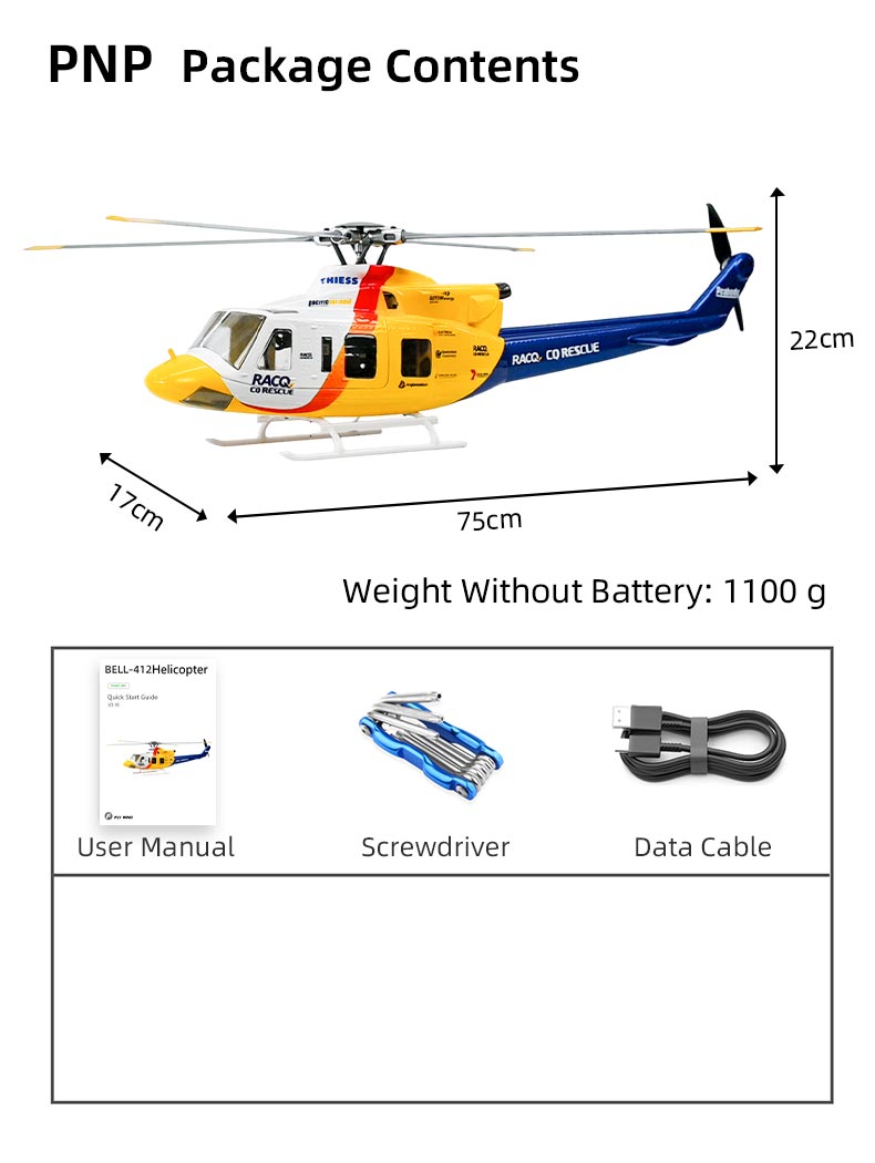 Flywing Bell-412 ACE 6CH RC GPS Stabilized Scale helicopter 470L size Fuselages not H1