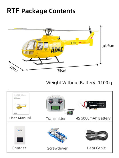 Flywing BO-105 ACE 6CH RC GPS Stabilized Scale helicopter 470L size Fuselages not H1