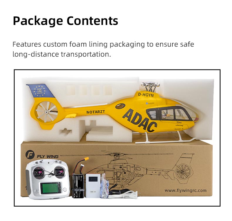 Flywing EC-135 6CH RC GPS Scale helicopter 4 Blades Stabilized 470L size Fuselages with  ACE