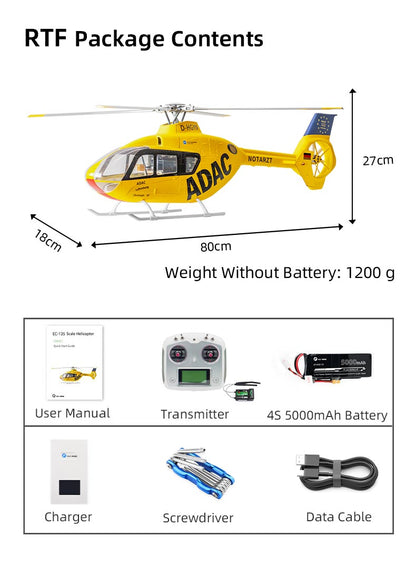 Flywing EC-135 6CH RC GPS Scale helicopter 4 Blades Stabilized 470L size Fuselages with  ACE