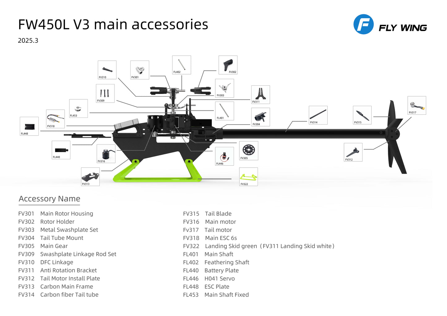 Flywing FW450L  ACE RC smart GPS Stabilized helicopter 6CH 450Lsize with  ACE